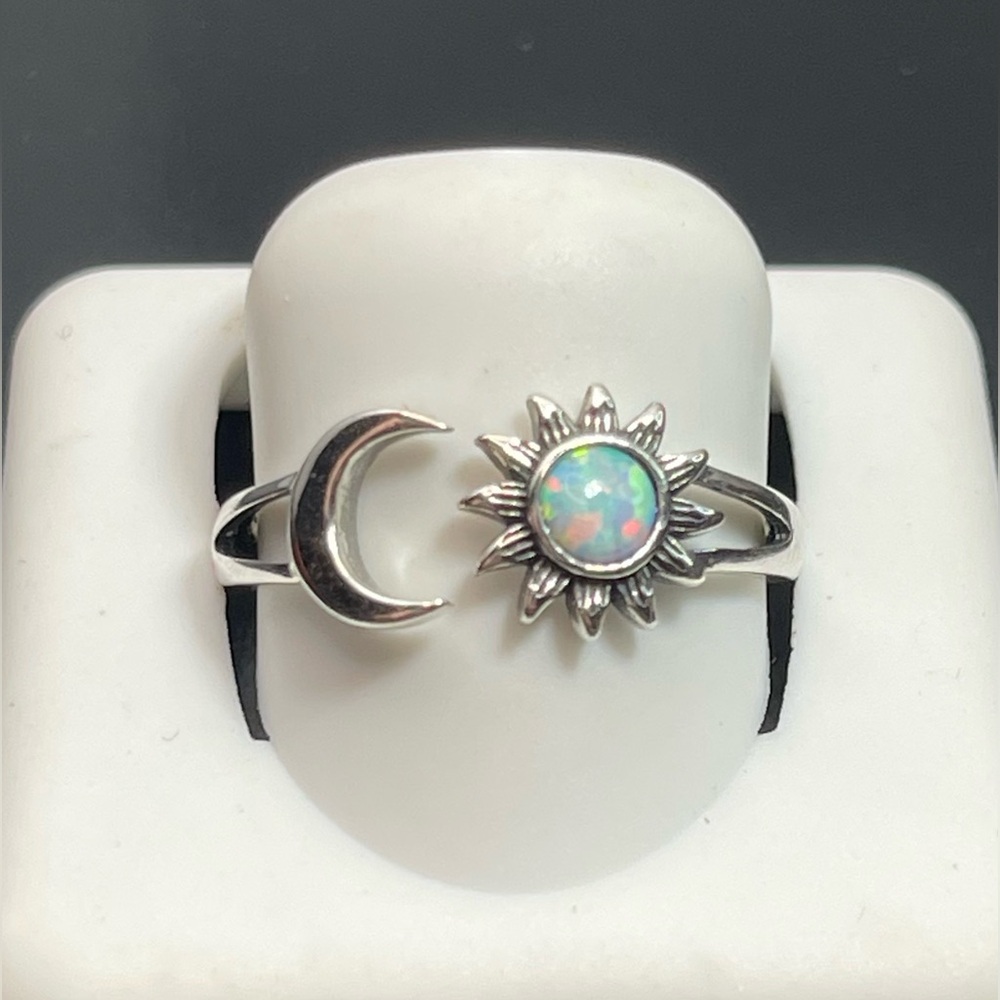 Sterling Silver Sun Moon Ring Adjustable Size 6 T… - image 1